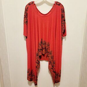 FREE PEOPLE Tomato Red BOHO Shirt
